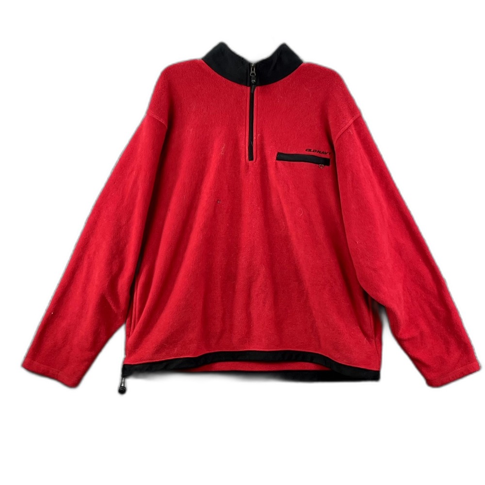 Old Navy Fleece Jacket Womens 2XL Quarter Zip Pullover‎ Drawstring Hem Preppy